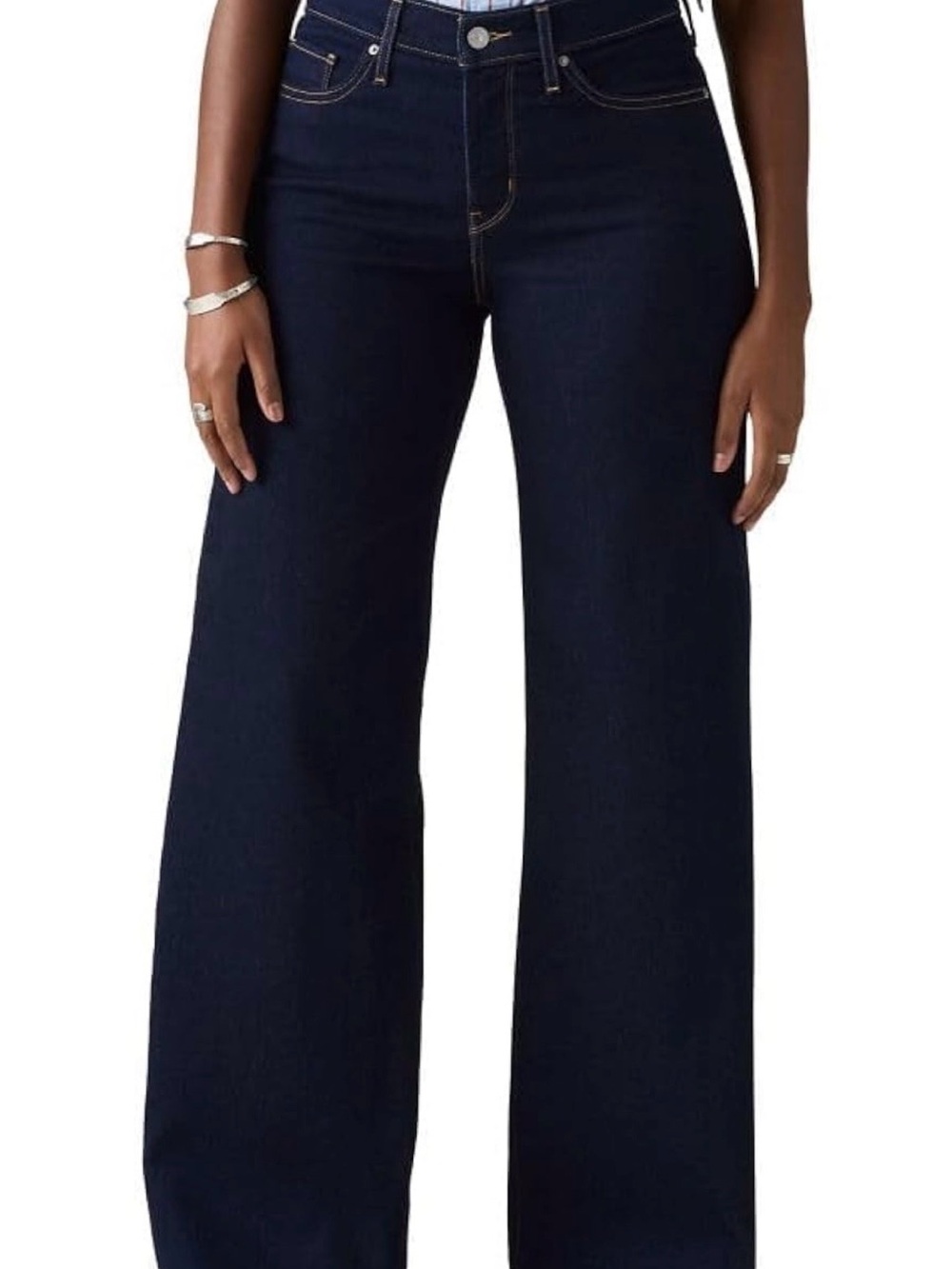 Levi's Dark Indigo 318 Shaping Wide-Leg Mid-Rise Jeans - Mid Stretch Size 28
